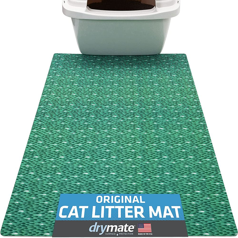 Drymate Original Cat Litter Mat, Contains Mess from Box for Cleaner Floors, Urine-Proof, Soft on Kitty Paws -Absorbent/Waterproof- Machine Washable, Durable (USA Made) Animals & Pet Supplies > Pet Supplies > Cat Supplies > Cat Litter Box Mats Drymate Large (20" x 28") Drizzle Green 