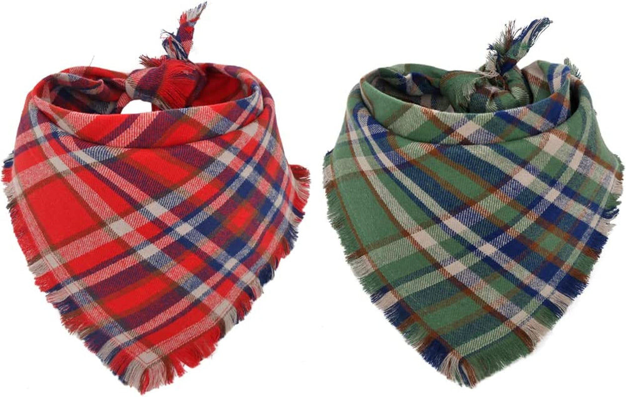 2 Pack Dog Bandana Christmas Plaid Reversible Triangle Bibs Scarf Accessories for Dogs Cats Pets Animals Animals & Pet Supplies > Pet Supplies > Dog Supplies > Dog Apparel KZHAREEN Pattern 5