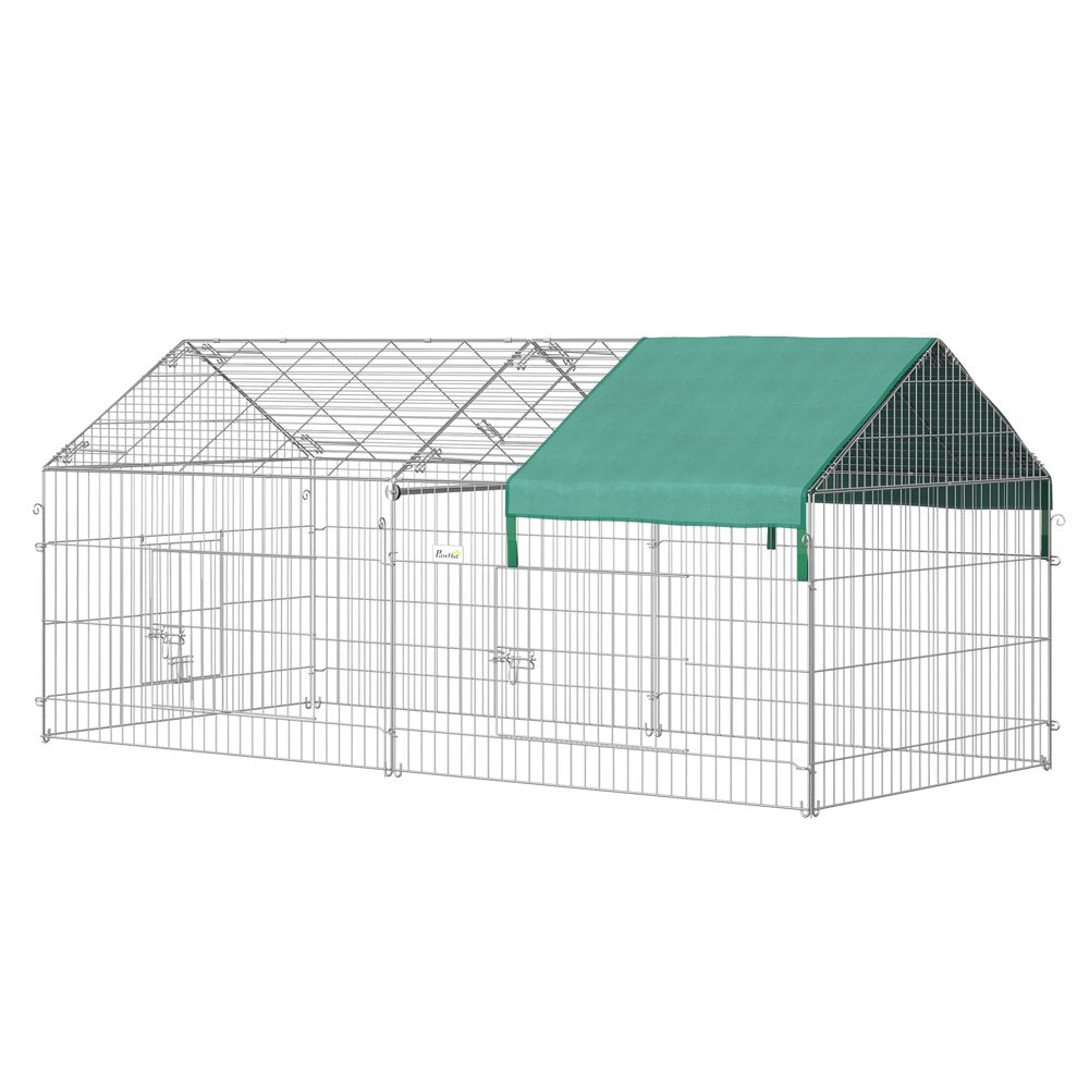 Pawhut Metal Pet Enclosure Small Animal Playpen Run, Black & White, 87" X 41" Animals & Pet Supplies > Pet Supplies > Dog Supplies > Dog Kennels & Runs Pawhut
