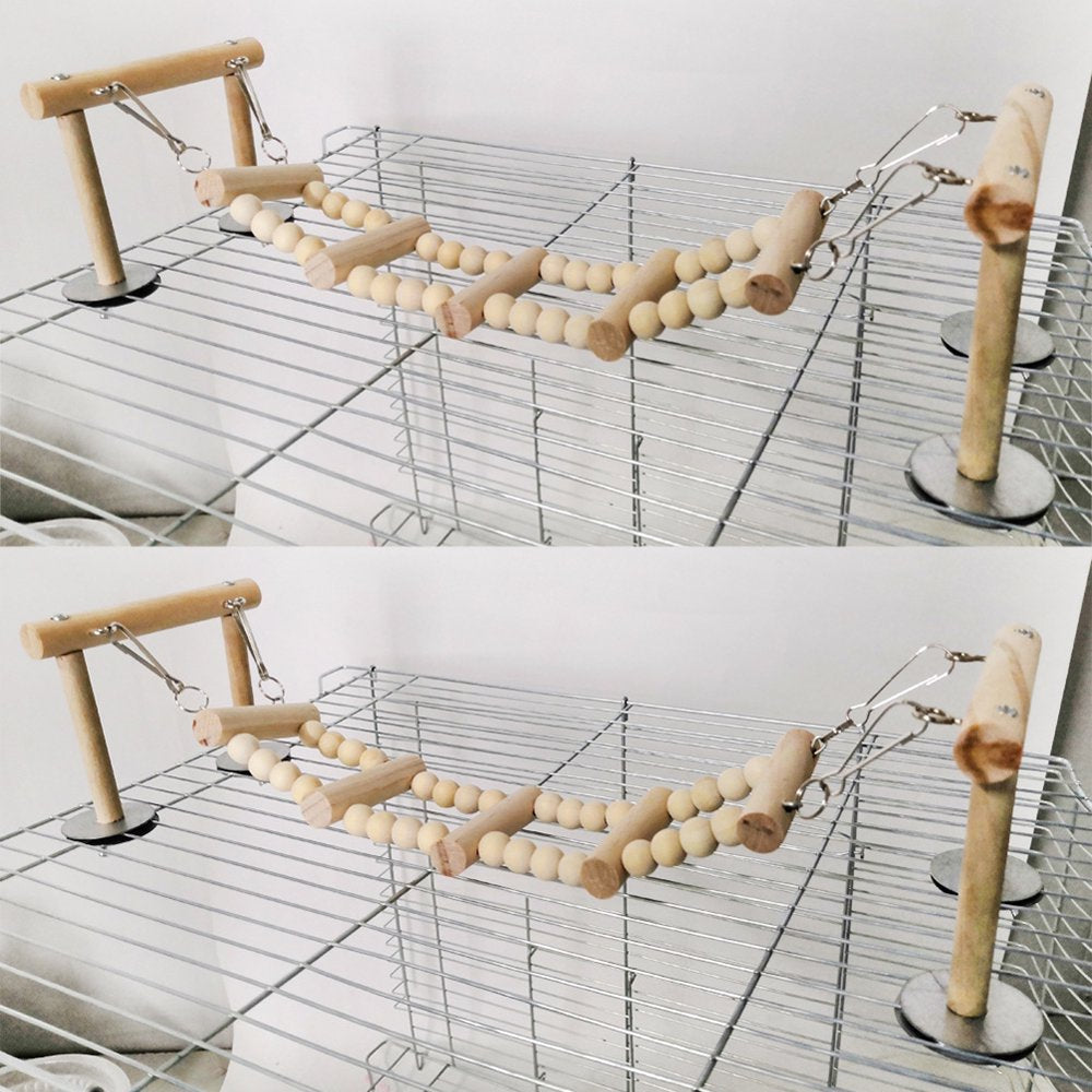 Pet Bird Parrot Wood Beads Perch Ladder Hanging Swing Bridge Playground Chew Toy Animals & Pet Supplies > Pet Supplies > Bird Supplies > Bird Ladders & Perches Minjieyu
