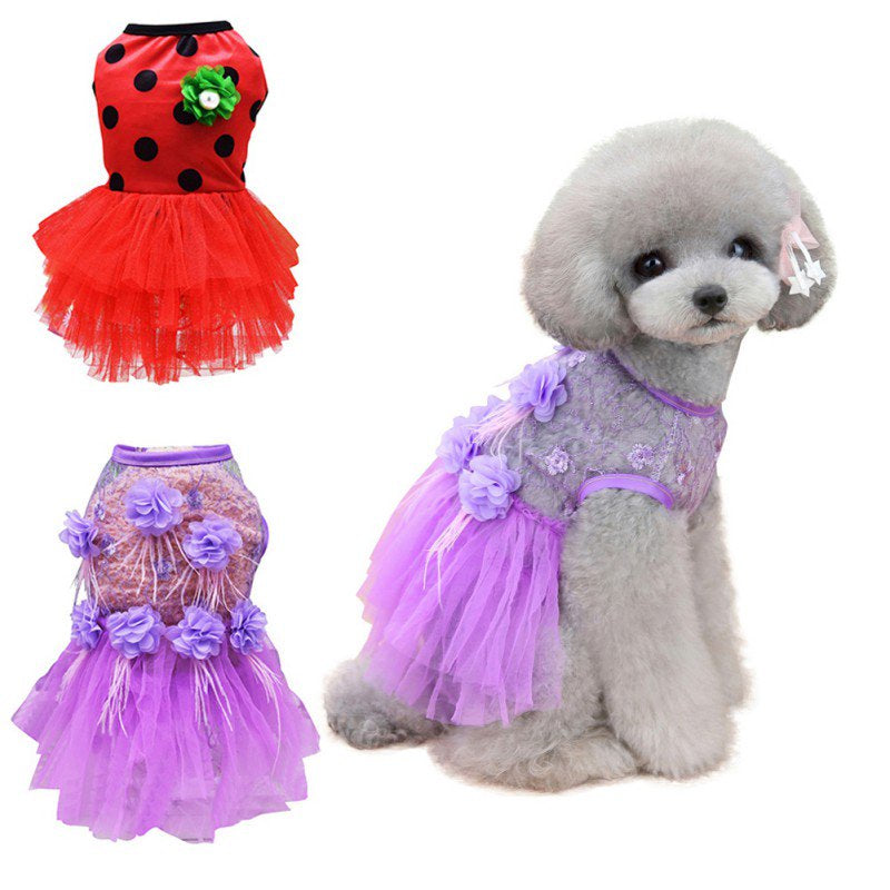 Dog Dress, 2Pcs Fashion Pet Spring Dresses Apparel Clothes, Puppy Shirts Vest Skirt for Small Dogs and Cats in Wedding Holiday Animals & Pet Supplies > Pet Supplies > Dog Supplies > Dog Apparel FYCONE M C