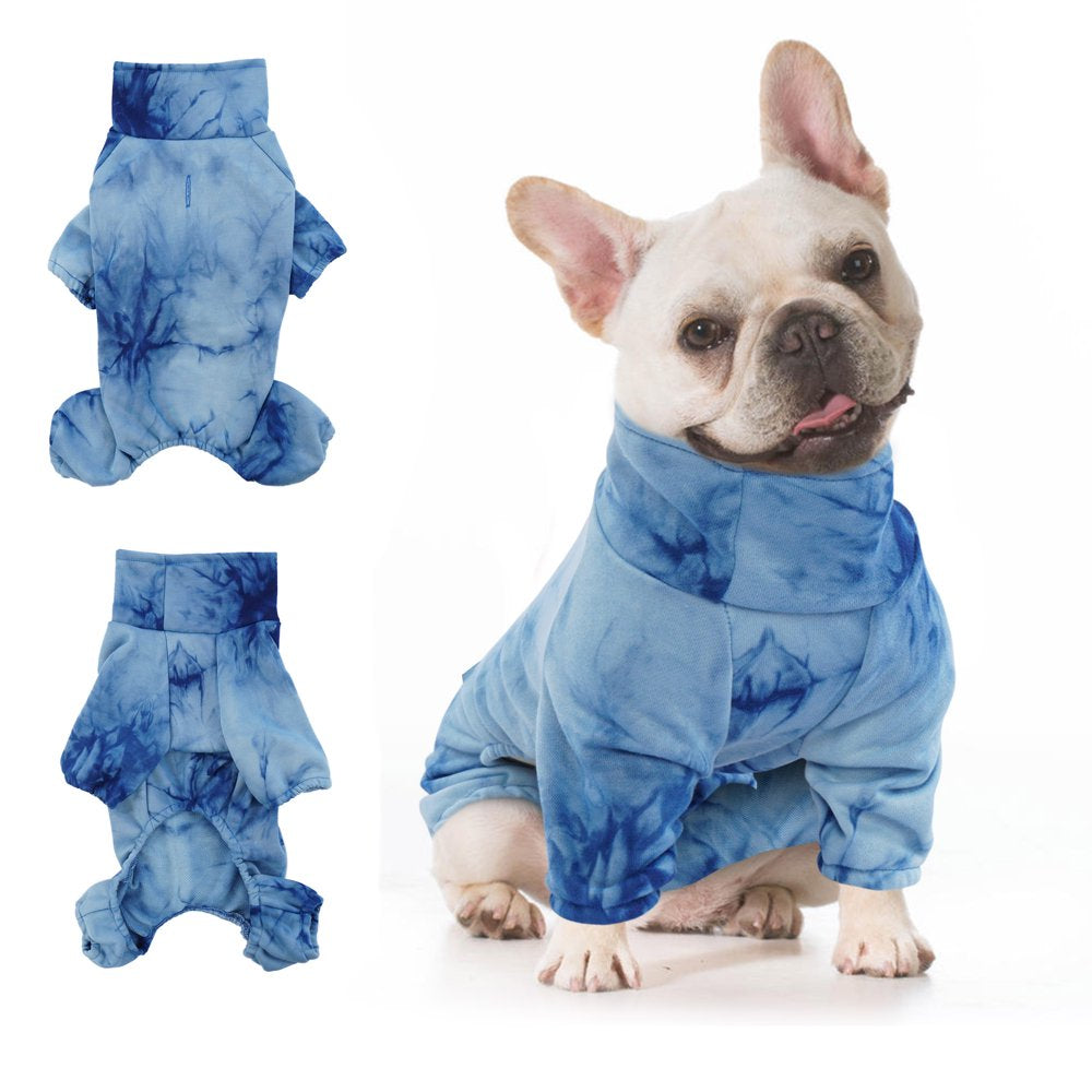 ROZKITCH Dog Pajamas Turtleneck Onesie Soft Breathable Stretchy Cotton Purple Tie Dye Shirt 4 Lges Basic Jumpsuit Light Clothes Apparel Outfit for Puppy and Cat Small Medium Large Dog Animals & Pet Supplies > Pet Supplies > Dog Supplies > Dog Apparel ROZKITCH
