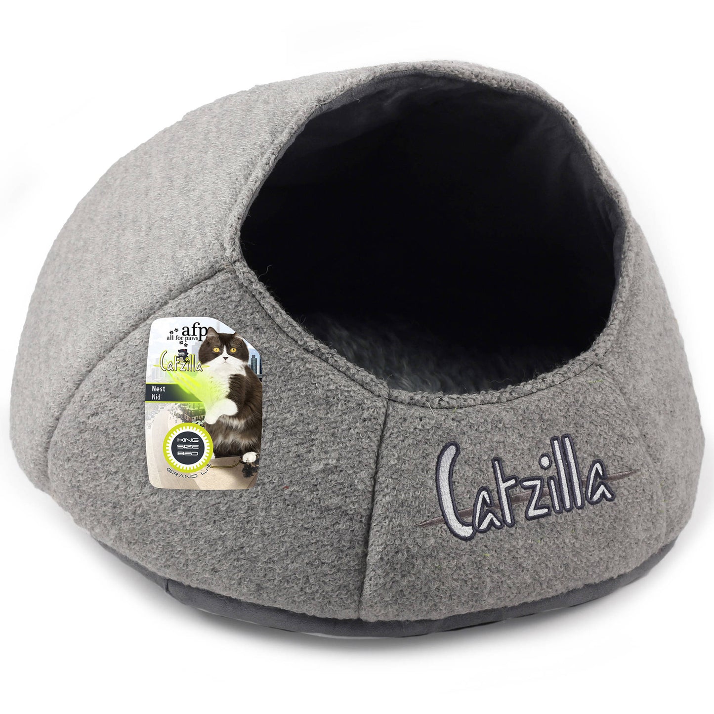 AFP Catzilla Cave Pet Cat Bed, White Animals & Pet Supplies > Pet Supplies > Cat Supplies > Cat Beds All For Paws Gray