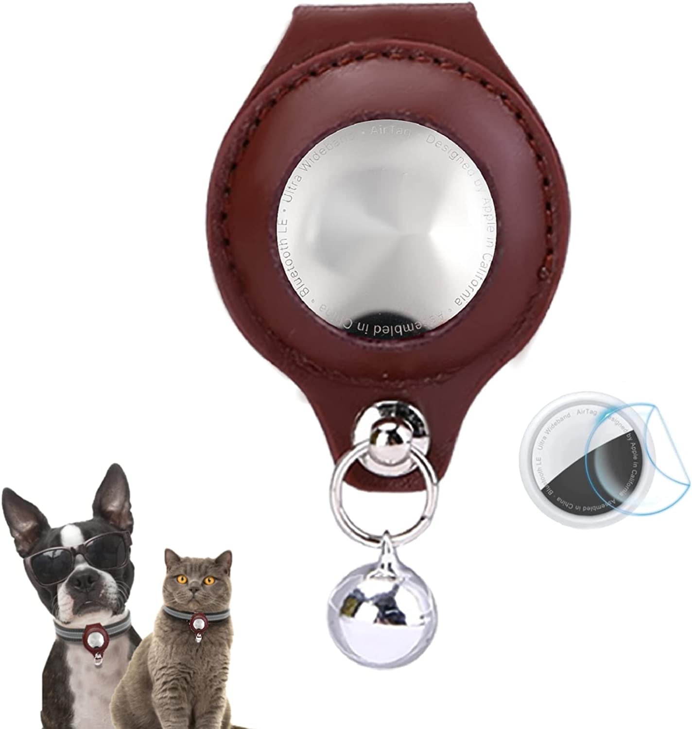 LXUEO Airtag Dog Collar Holder, Reflective Dog Cat Collar with Protective Airtag Holder Case, Soft Adjustable Dog Collar with Anti-Lost Airtag Holder and Airtag Films Electronics > GPS Accessories > GPS Cases LXUEO BROWN One Size