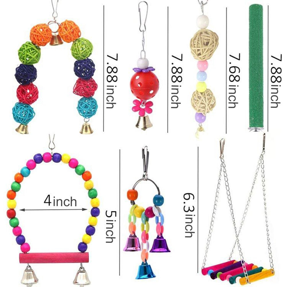 Pet Enjoy 13Pcs/Set Bird Parrot Swing Toys,Parrots Chewing Wood and Rope Bungee Bird Toy,Bell Ball Hammocktoy Parrot Cage Accessories Animals & Pet Supplies > Pet Supplies > Bird Supplies > Bird Cage Accessories Pet Enjoy