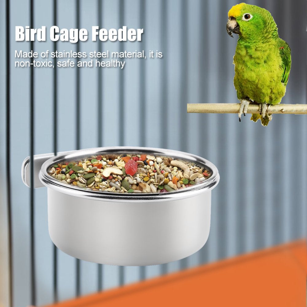 LYUMO Stainless Steel Food Water Feeding Bowl Parrot Parakeet Feeder Bird Cage Accessory, Parrot Food Bowl,Bird Cage Feeder Animals & Pet Supplies > Pet Supplies > Bird Supplies > Bird Cage Accessories Fyydes L