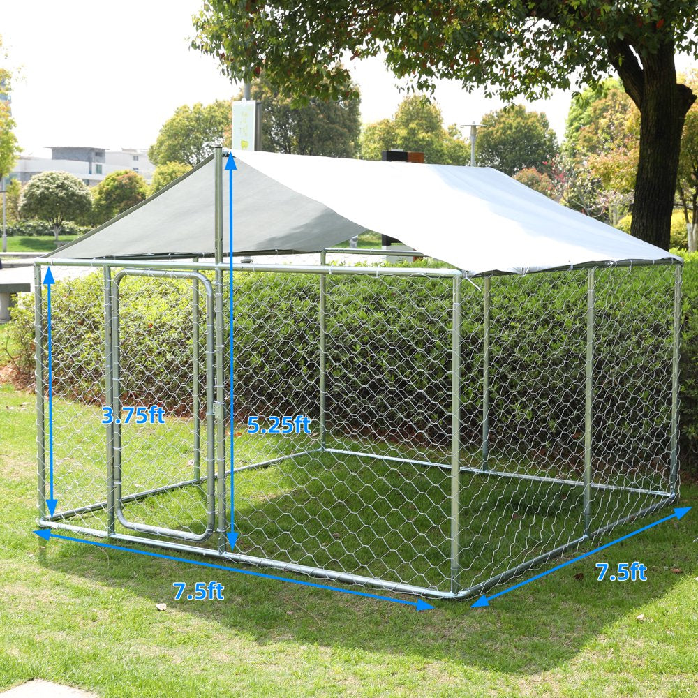 LVUYOYO Outdoor Dog Houses Dog Kennel with Water Resistant Cover Heavy Duty Dog Cage Pet Resort Steel Fence with Mesh Sidewalls Secure Lock Animals & Pet Supplies > Pet Supplies > Dog Supplies > Dog Kennels & Runs LVUYOYO