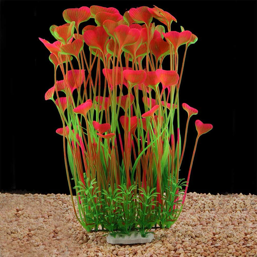 Large Aquarium Plants Artificial Plastic Fish Tank Plants Decoration Ornament for All Fish Animals & Pet Supplies > Pet Supplies > Fish Supplies > Aquarium Decor UISHUSO Pink