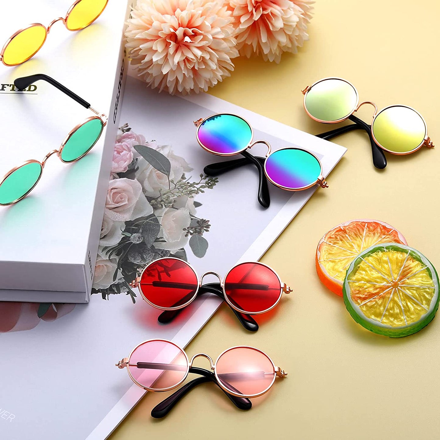 15 Pieces Small Pet Sunglasses Retro Dog Sunglasses round Metal Puppy Sunglasses Cosplay Glasses Photo Props Eyewear for Cats and Small to Medium Sized Dogs Animals & Pet Supplies > Pet Supplies > Dog Supplies > Dog Apparel Weewooday