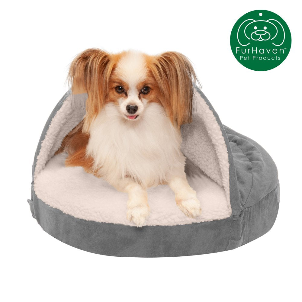 Furhaven Pet Products Orthopedic Faux Sheepskin Snuggery Burrow Pet Bed for Dogs & Cats, Pink, 18-Inch Animals & Pet Supplies > Pet Supplies > Cat Supplies > Cat Beds FurHaven Pet 18" Base Gray