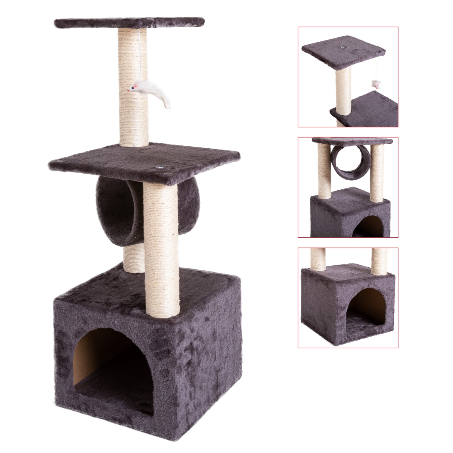 Leafy Paddy 52 Inches Cat Tree,Large Cat Tower,Multi-Level Cat Tree Stand House Furniture Kittens Activity Tower with Scratching Posts Kitty Pet Play House Brown Animals & Pet Supplies > Pet Supplies > Cat Supplies > Cat Furniture Leafy Paddy 36" Gray