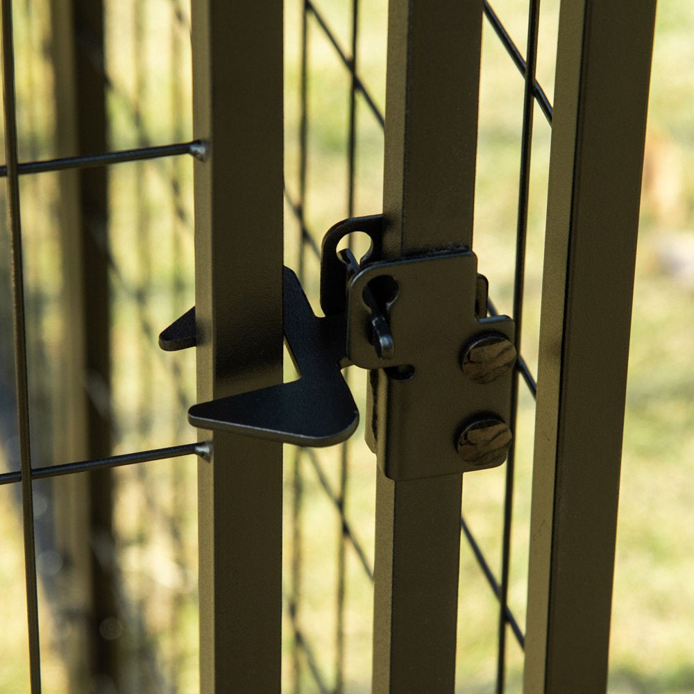 Pawhut Indoor, Outdoor Metal Dog Kennel, Dog House with Lock, Weather Resistant Canopy and 2 Bowl Holders and Bowls, 4.6' X 4.6' X 5', Black, Red Animals & Pet Supplies > Pet Supplies > Dog Supplies > Dog Houses Aosom LLC