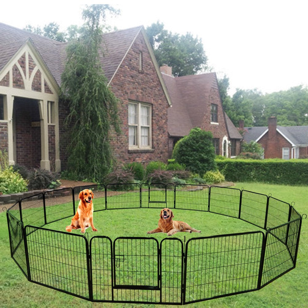 KOFUN Dog Playpen, Dog Pen Indoor Outdoor, Portable Metal Pet Playpen, Cat Exercise Fence Barrier Kennel, Pet Fence Gate with Doors for Large/Medium/Small Pets, Exercise Pen for Yard, 16 Panels Animals & Pet Supplies > Pet Supplies > Dog Supplies > Dog Kennels & Runs Kofun