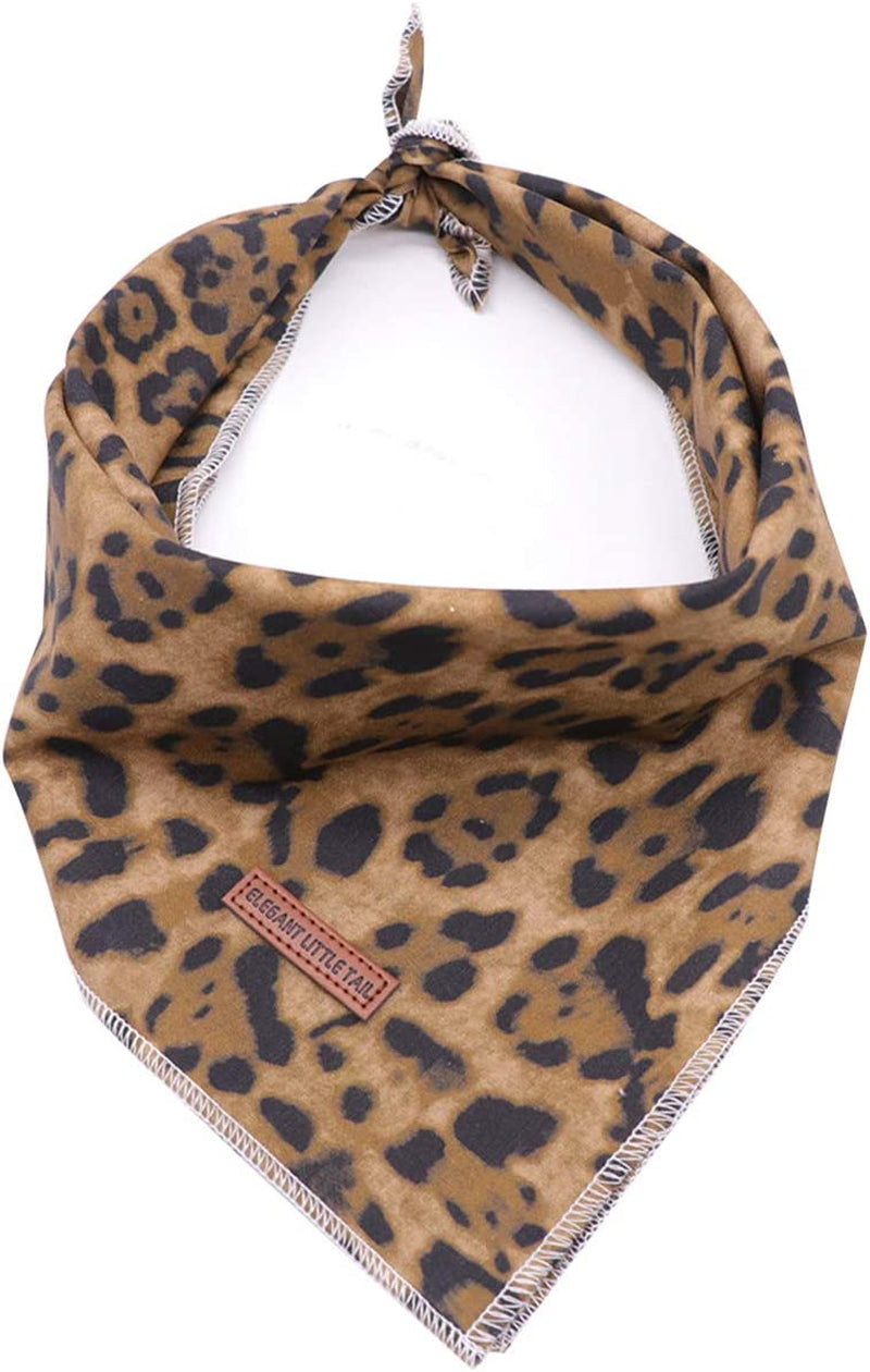 Elegant Little Tail Dog Bandana for Boy Girl Small Medium Large Dogs, Comfortable Dog Bibs Scarf, Adjustable Square Dog Kerchief Animals & Pet Supplies > Pet Supplies > Dog Supplies > Dog Apparel Elegant little tail Brown leopard Small (Pack of 1)