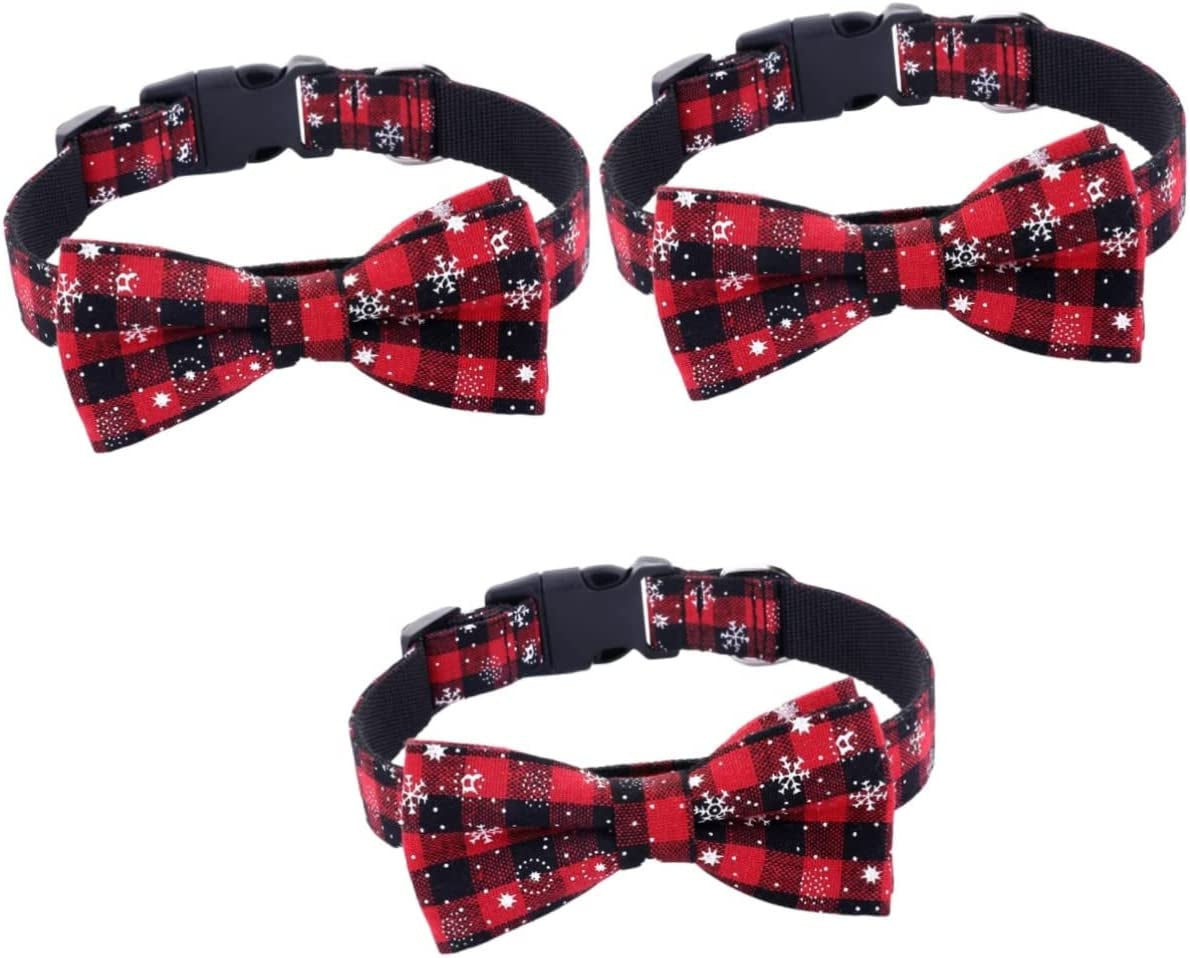 Ipetboom 2Pcs Black Chokers Green Bowtie Puppy Whelping Collars Pet Dog Collar Christmas for Dogs Adjustable Dog Collar Medium Dog Kitten Bow Tie Snowflake Dog Collar Pet Dog Cat Collar Boy Animals & Pet Supplies > Pet Supplies > Dog Supplies > Dog Apparel Ipetboom Redx3pcs Sx3pcs