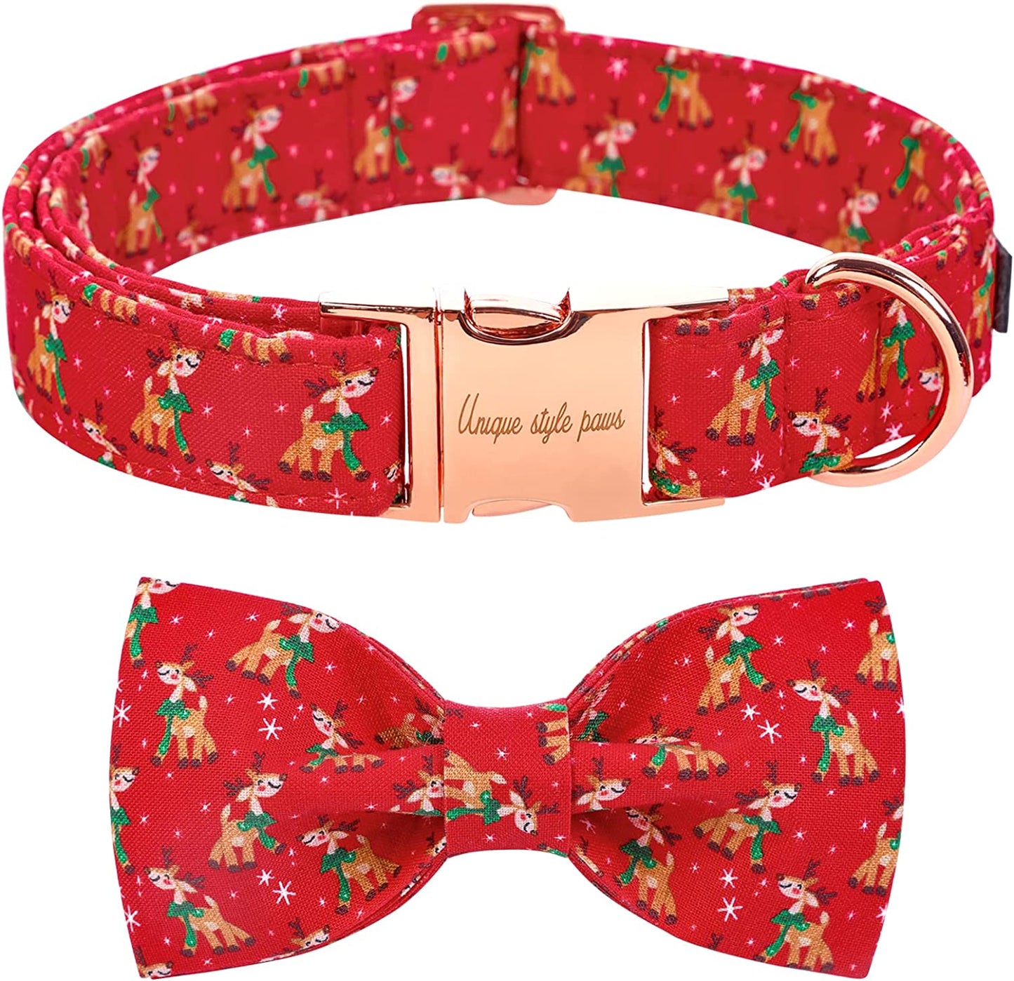 Unique Style Paws Plaid Dog Collar with Bow Pet Gift Adjustable Soft and Comfy Bowtie Collars for Small Medium Large Dogs Animals & Pet Supplies > Pet Supplies > Dog Supplies > Dog Apparel Unique style paws Winter X-Large (Pack of 1)