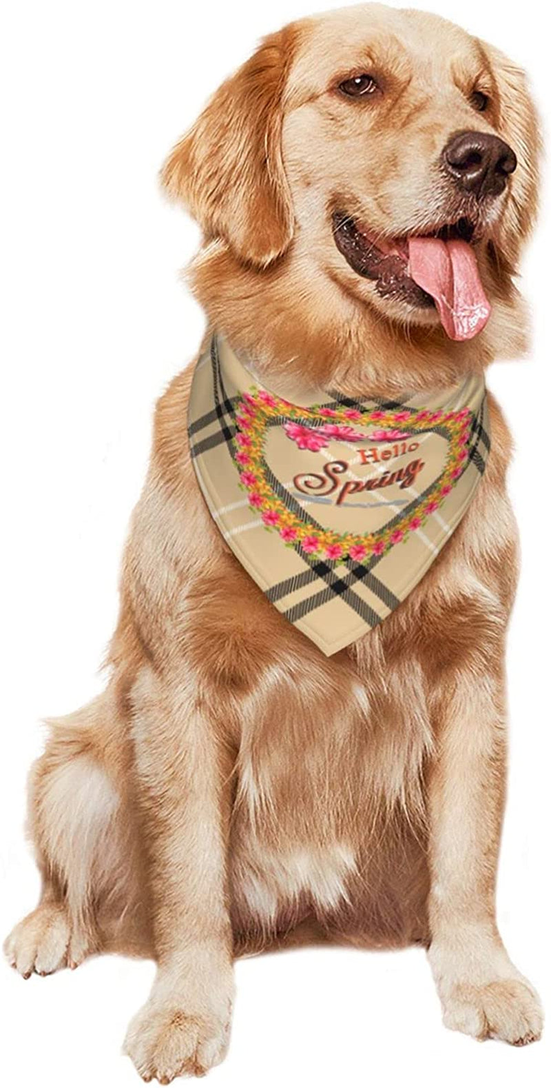 Hello Spring Floweral Circle Frame Pet Dog and Cat Decorative Triangle Scarf,Dog Bandana,Breathable and Stain Resistant. Animals & Pet Supplies > Pet Supplies > Dog Supplies > Dog Apparel ZALTAS