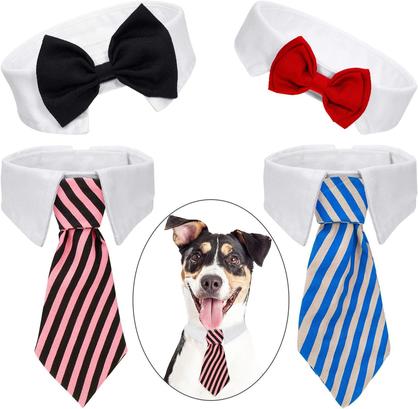 4 Pieces Pet Bow Tie Adjustable Pet Neck Tie Costume Formal Dog Collar for Small Dogs and Cats Puppy Grooming Ties Party Accessories (S, Black, Red, Red White, Blue White) Animals & Pet Supplies > Pet Supplies > Dog Supplies > Dog Apparel Syhood Black, Red, Pink Black, Blue Gray L