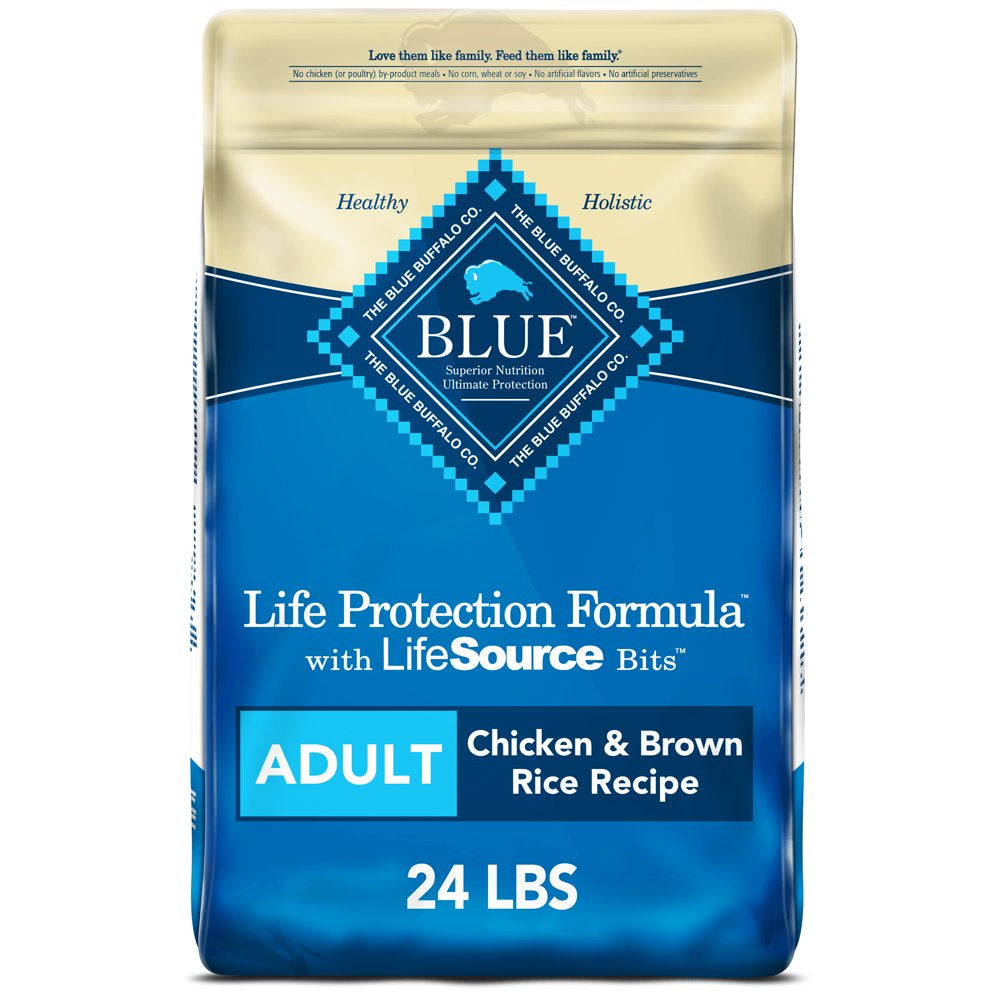 Blue Buffalo Life Protection Formula Chicken and Brown Rice Dry Dog Food for Adult Dogs, Whole Grain, 5 Lb. Bag Animals & Pet Supplies > Pet Supplies > Small Animal Supplies > Small Animal Food Blue Buffalo 24 lbs