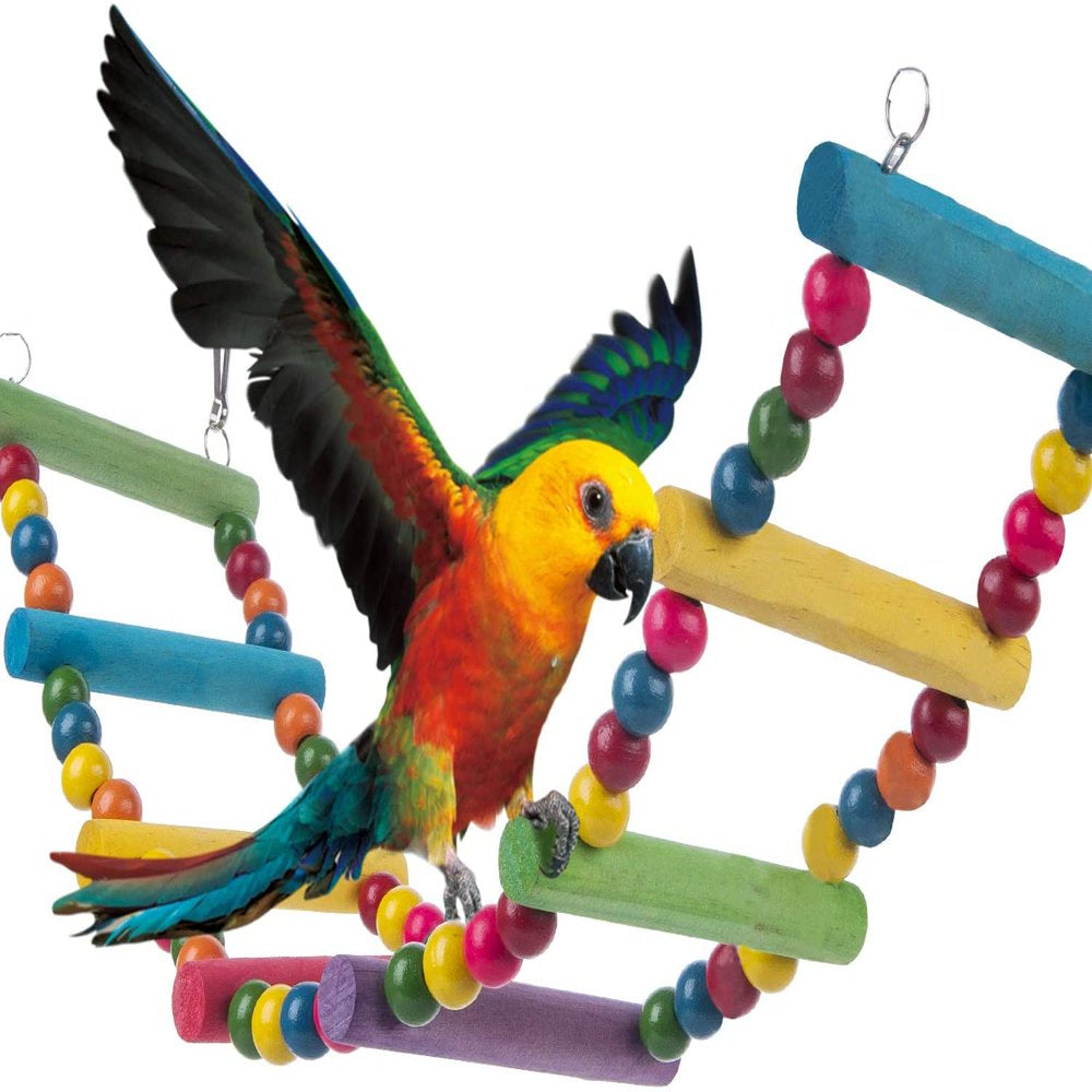 Ucradle Parrot Rainbow Bridge Parrot Climbing Ladder Bird Parrot Toys Ladders Swing Chewing Toys Hanging Pet Bird Cage Accessories Hammock Swing Toy for Small Parakeets Conures,Macaws,Lovebirds Animals & Pet Supplies > Pet Supplies > Bird Supplies > Bird Toys SND