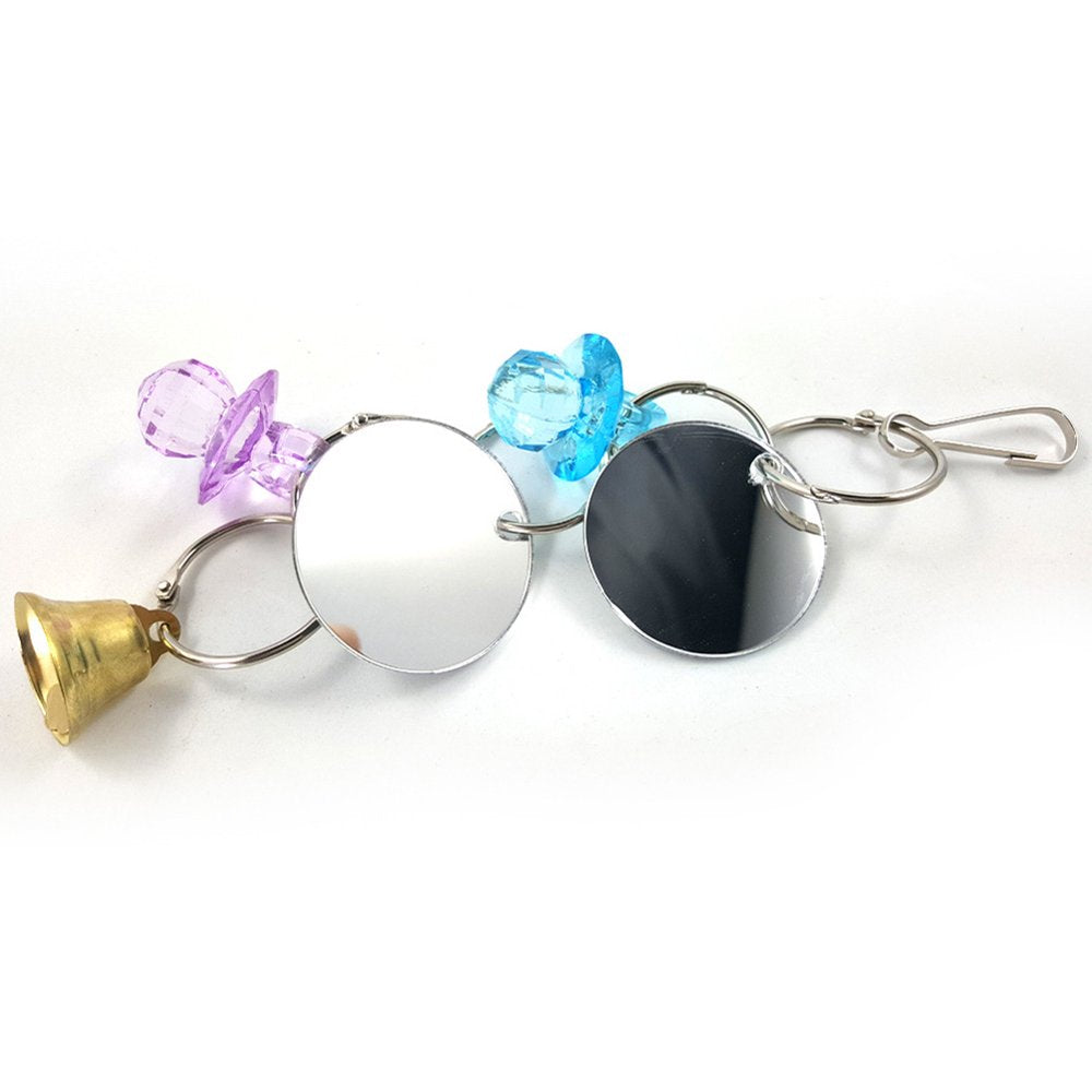 SPRING PARK Bird Mirror Toy Parrot Hanging Anti-Shatter Mirror Fun Play Toy with Bells for Parakeet Cockatiel Conure Budgie Lovebird Cockatoo Canary Finch Cage Accessories Animals & Pet Supplies > Pet Supplies > Bird Supplies > Bird Toys SPRING PARK