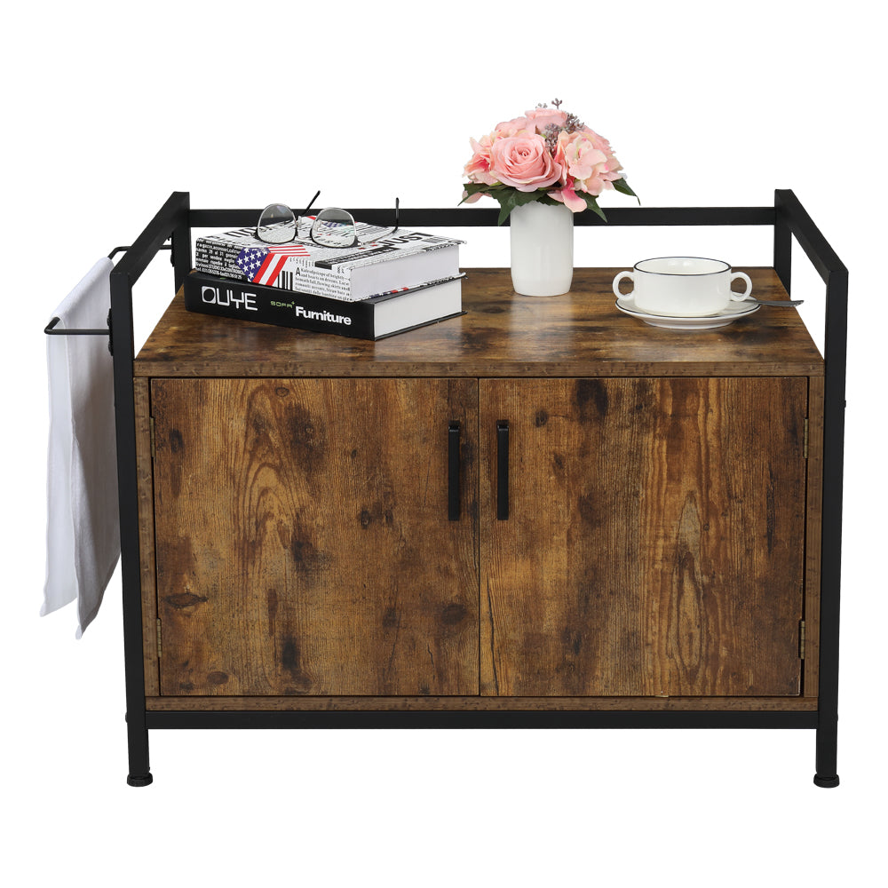 Hi.Fancy Dog House 2 Doors Cat House Rectangular MDF Board Kennel Pet Furniture for Home Living Room, Rustic Brown Animals & Pet Supplies > Pet Supplies > Dog Supplies > Dog Houses Hi.FANCY