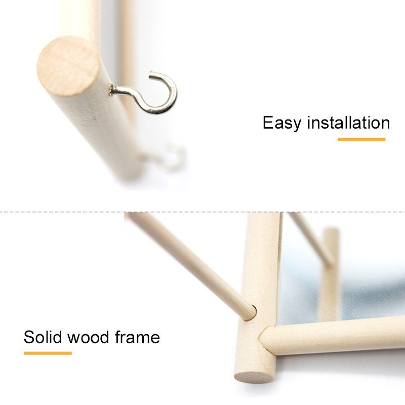 Birds Mirror Toy Parrots Hanging Swing Wooden Stand Bar for Pet Birds Cage Accessories Animals & Pet Supplies > Pet Supplies > Bird Supplies > Bird Cage Accessories Fly Sunton