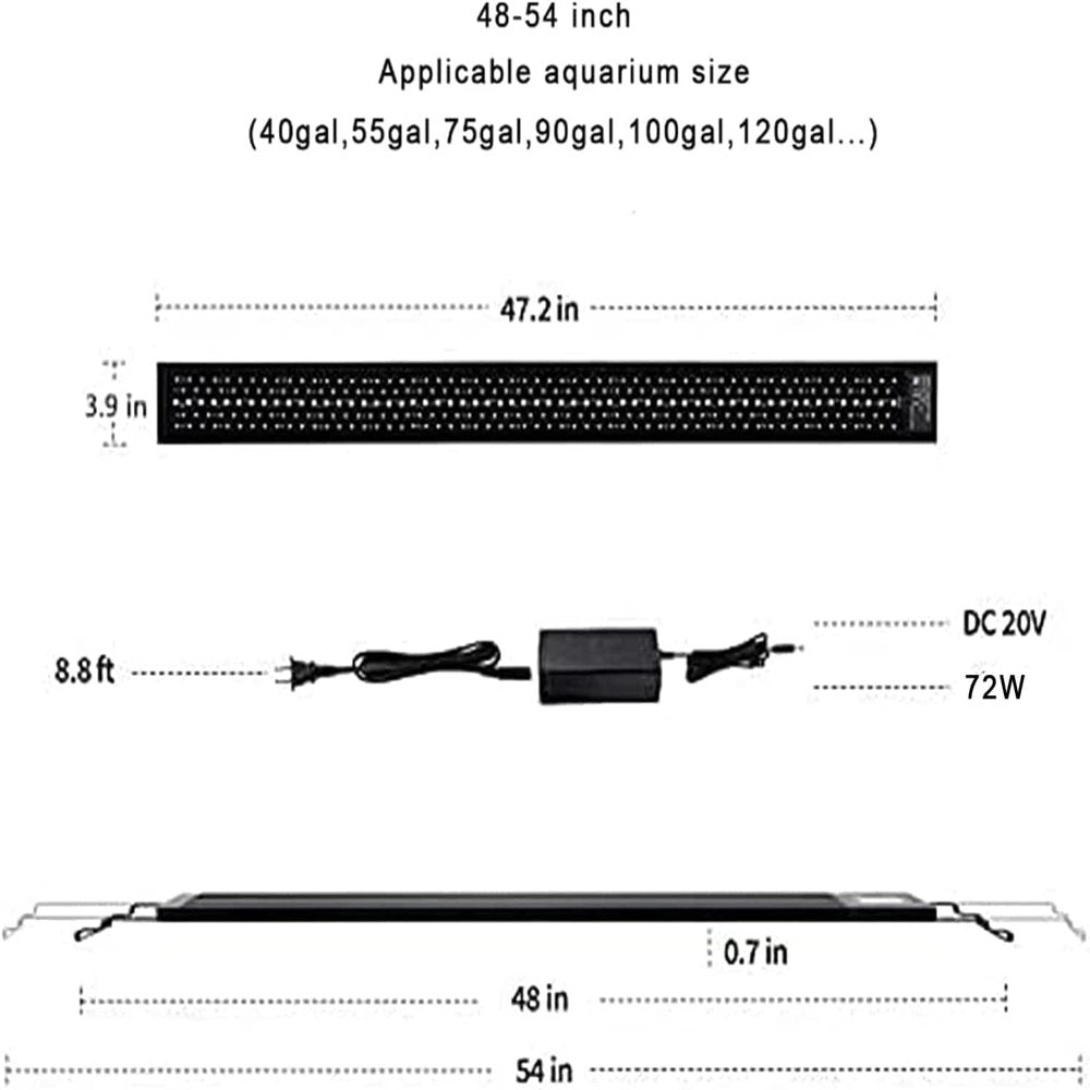 MZDXJ Aquarium Light, LED Aquarium Lights for Fish Tank or Plants Tank, Full Spectrum Fish Tank Light, Programmable, Waterproof, Timer&Diy, 12" 18" 24" 30“ 36" 48" 7Colors Fresh Water Light Animals & Pet Supplies > Pet Supplies > Fish Supplies > Aquarium Lighting MZDXJ