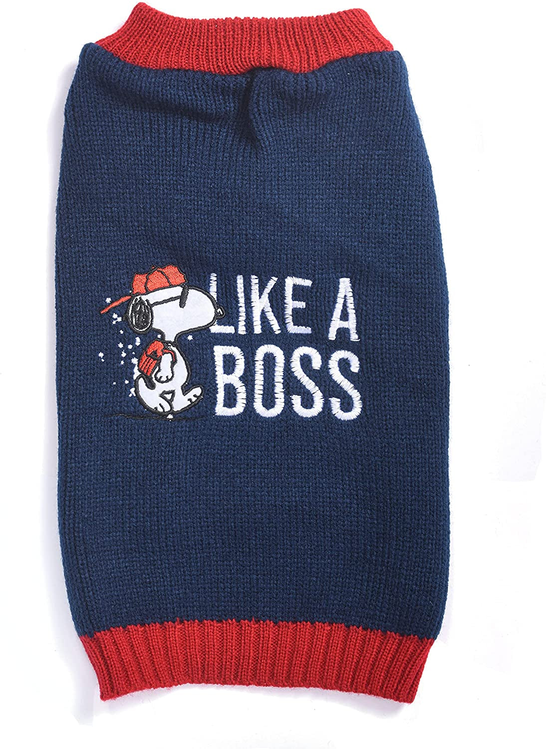 Peanuts for Pets Snoopy "Like a Boss" Dog Sweater, Medium | Soft and Comfortable Dog Apparel Dog Clothing Dog Shirt | Peanuts Snoopy Medium Dog Sweater, Medium Dog Shirt for Medium Dogs Animals & Pet Supplies > Pet Supplies > Dog Supplies > Dog Apparel Fetch for Pets Navy Small 