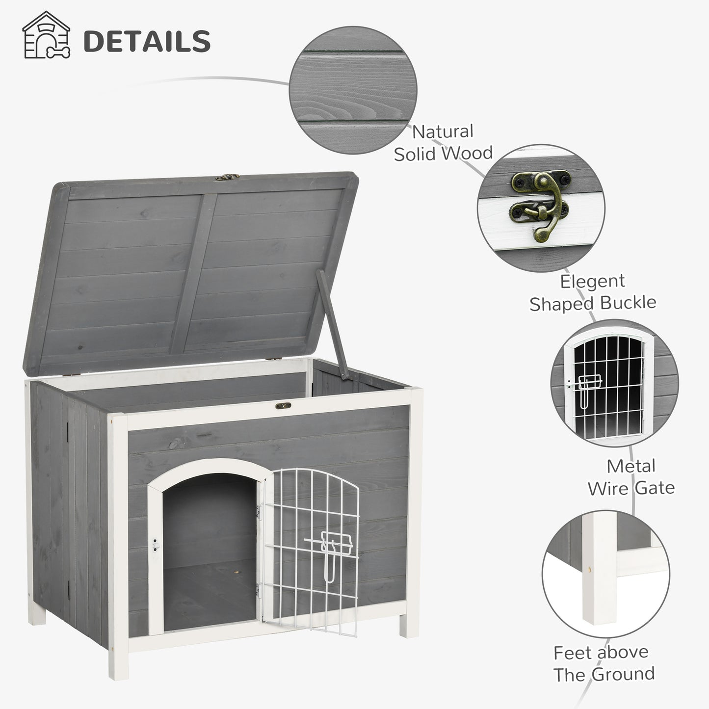 Htovila Portable Dog House Indoor Cat Litter Box Enclosure Pet Shelter - Solid Wood Animals & Pet Supplies > Pet Supplies > Dog Supplies > Dog Houses Htovila