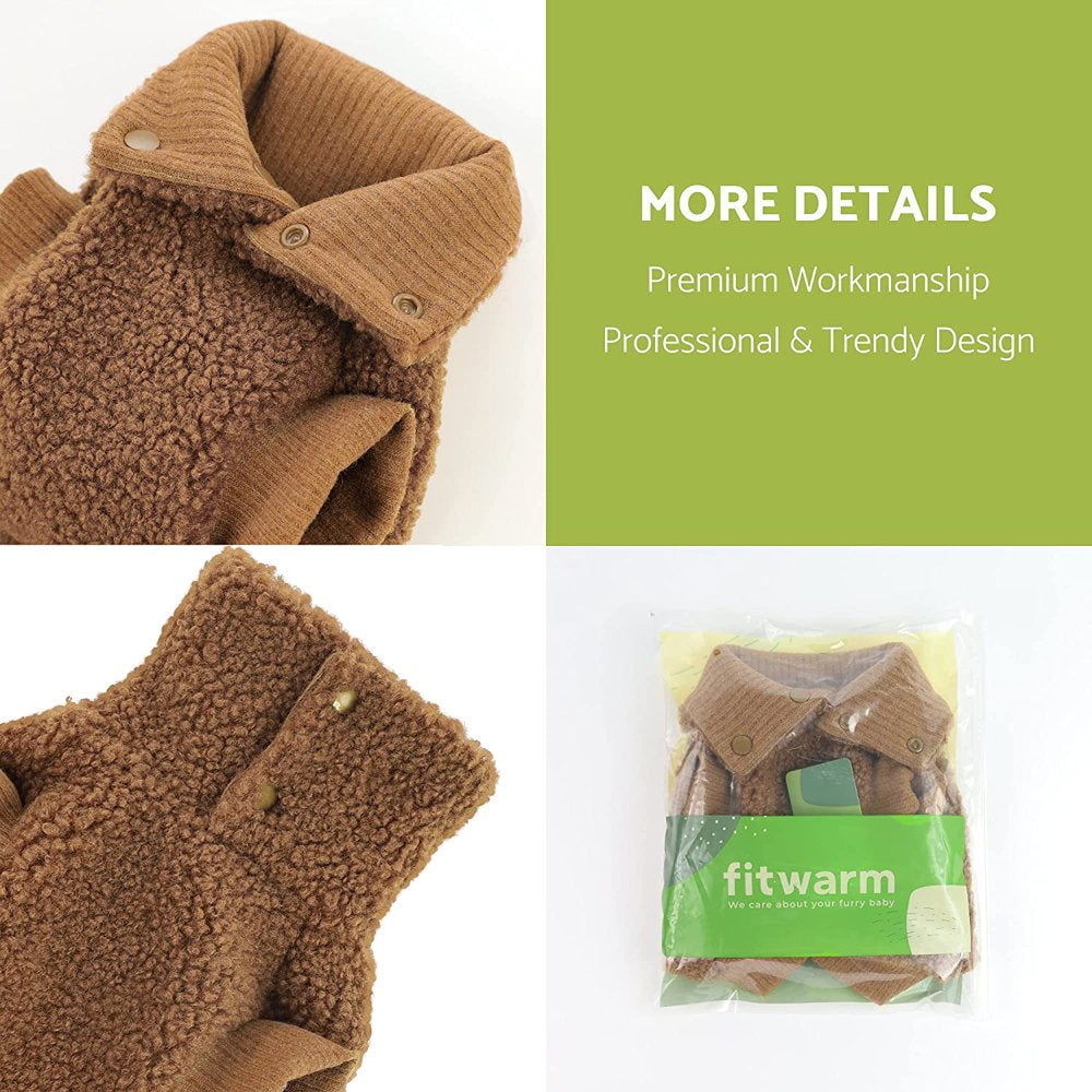 Fitwarm Vest Fuzzy Thick Sherpa Dog Coat Vest Turtleneck Sweater Puppy Winter Clothes Doggie Knitted Pet Cold Weather Clothes Doggy Pullover Jacket Cat Apparel Large Animals & Pet Supplies > Pet Supplies > Cat Supplies > Cat Apparel Fitwarm