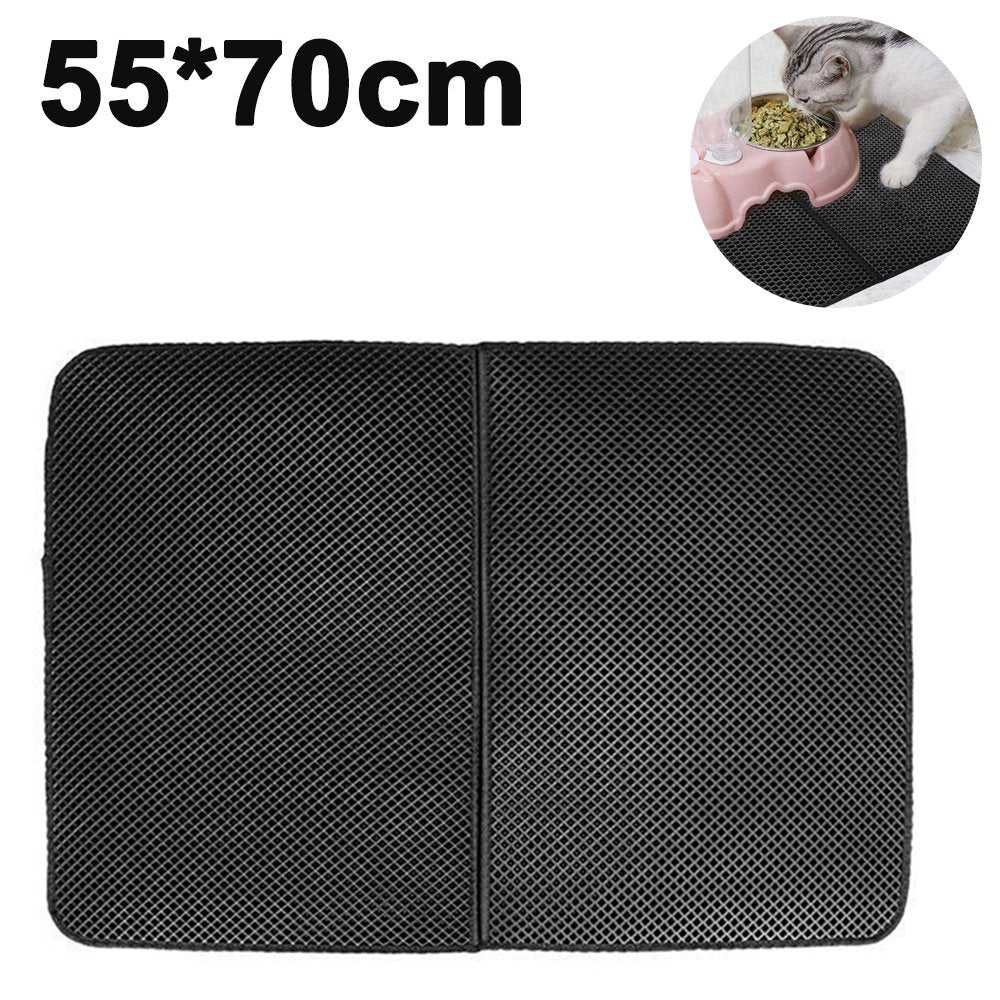 Litter Box Mat Size Double Layer Design Honeycomb Cat Litter Mat Waterproof Non-Slip Eva Material Washable Easy Clean Durable Underlay for Litter Box Animals & Pet Supplies > Pet Supplies > Cat Supplies > Cat Litter Box Mats TRDEOL L