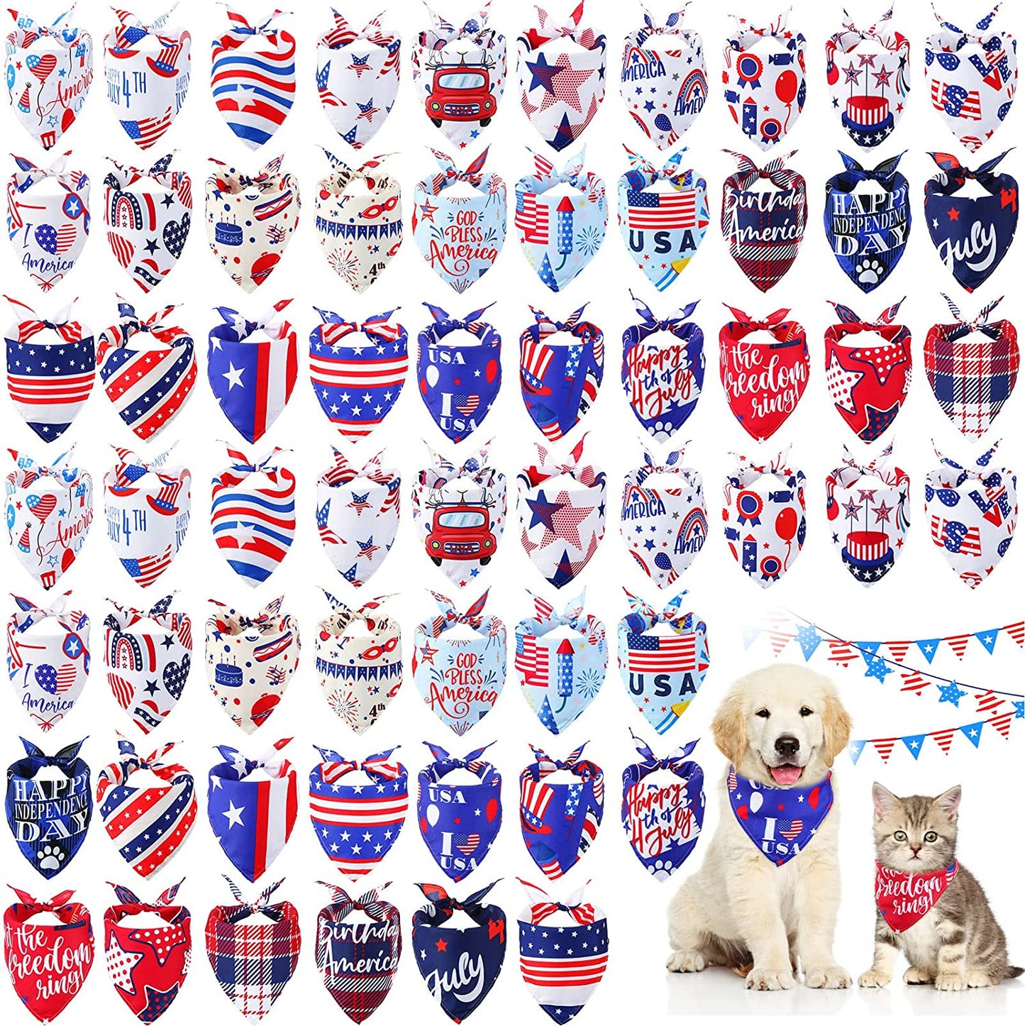 60 Pcs Valentine'S Day Dog Bandanas Bulk Heart Dog Bandanas Adjustable Dog Bibs Triangle Dog Scarf Holiday Pet Costume for Small Medium Pet Dog (Turkey Pattern) Animals & Pet Supplies > Pet Supplies > Dog Supplies > Dog Apparel Sanwuta US Flag Pattern