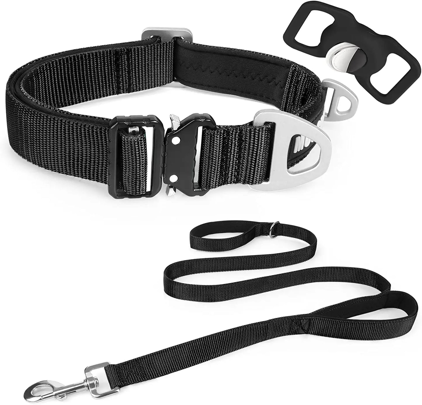 MOOGROU Dog Collar with Airtag Holder,Quick-Release Metal Buckle Heavy Duty Pet Collar for Small Medium Large Dogs,Premium Adjustable Nylon Airtag Dog Collar with Soft Neoprene Padded Comfy 1"1.2"1.5" Electronics > GPS Accessories > GPS Cases MOOGROU