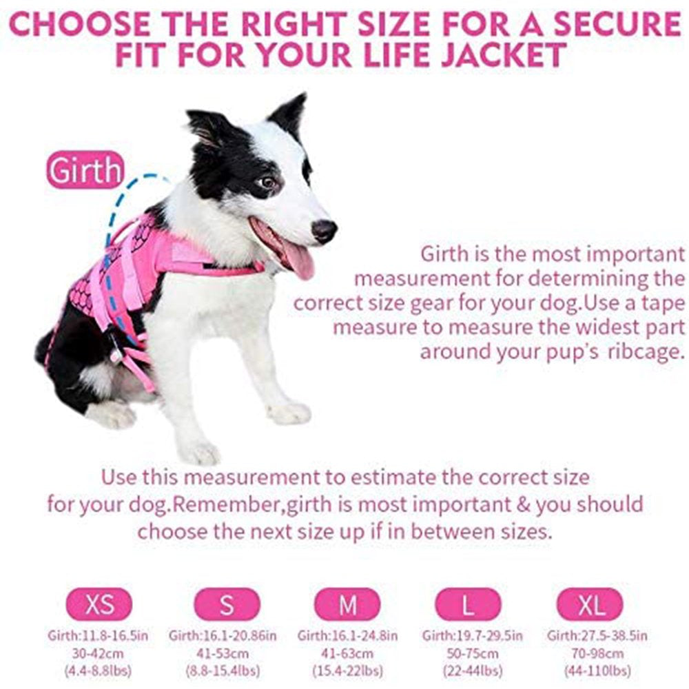 Dog Life Jacket Dog Life Vest Lifesaver Mermaid Portable Dog Swimming Vests with Rescue Handle, S Animals & Pet Supplies > Pet Supplies > Dog Supplies > Dog Apparel Wiland
