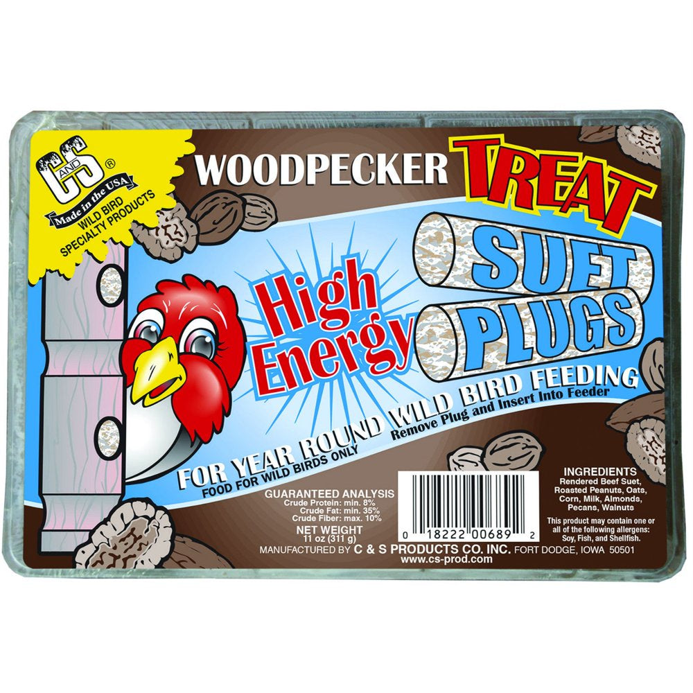 New C&S 12689 High Energy Woodpecker Treat Suet Plug, 12 Oz, Each Animals & Pet Supplies > Pet Supplies > Bird Supplies > Bird Treats C & S Products