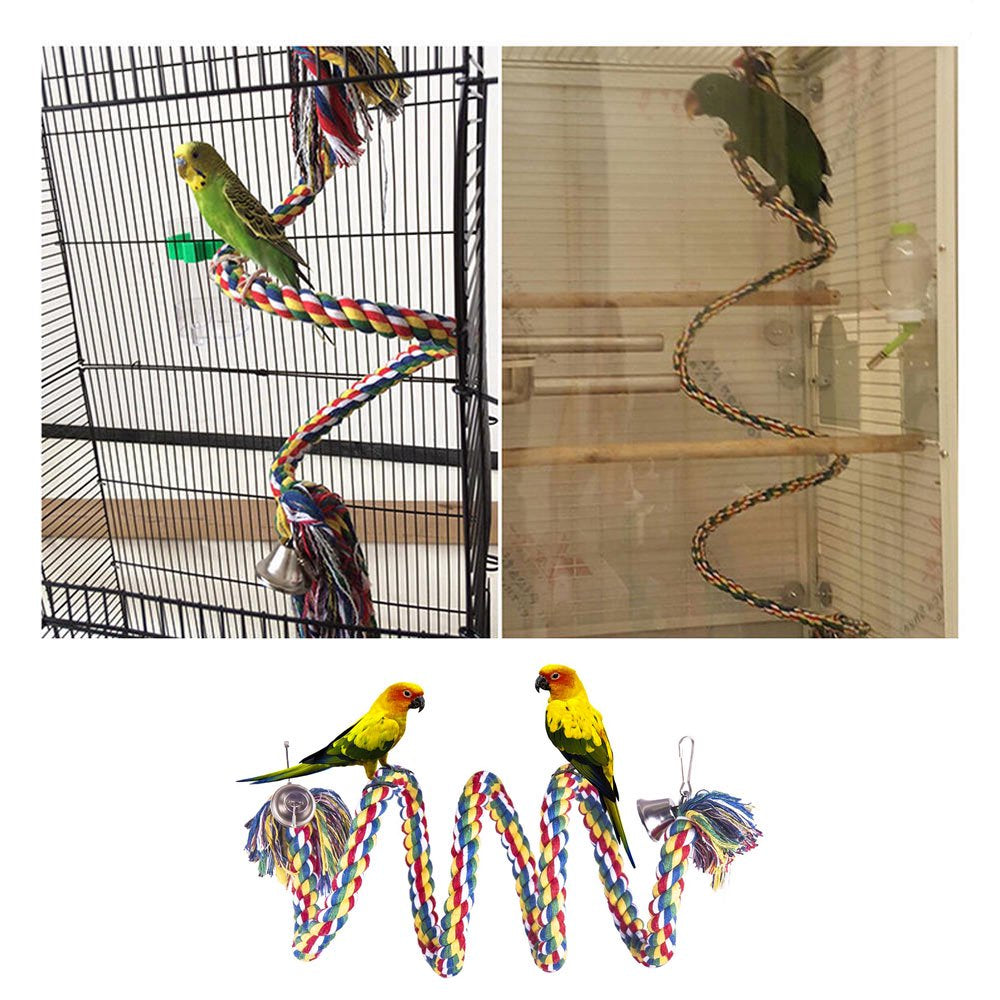 Parrot Rope Toy with Bell Braided Parrot Chew Rope Bird Cage Cockatiel Toy Pet Bird Training Accessories Pet Plaything Supplies Animals & Pet Supplies > Pet Supplies > Bird Supplies > Bird Cage Accessories OurLeeme