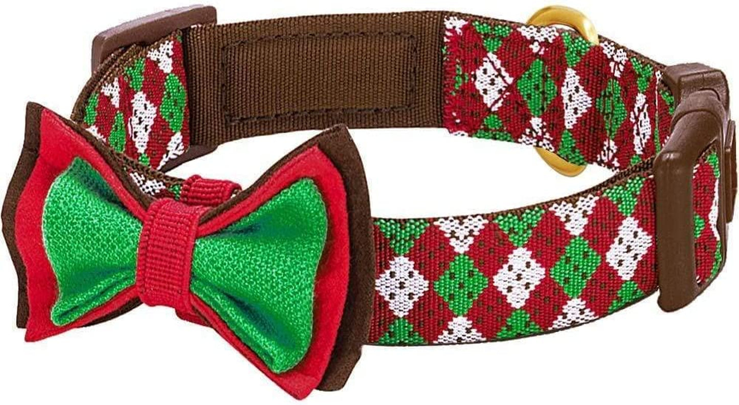 Blueberry Pet Christmas Party Fair Isle Style Adjustable Dog Collar with Detachable Bow Tie, Medium, Neck 14.5"-20" Animals & Pet Supplies > Pet Supplies > Dog Supplies > Dog Apparel Blueberry Pet Fair Isle pattern Large
