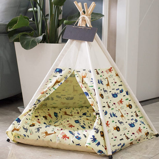 Pet Teepee Tent for Dogs & Cats with Thick Cushion , 24 Inch Portable Indoor Dog House Dogs/Puppy Pet Houses with Bed,Cat Teepee Tent Washable,Tents Pet Houses Bed Easy to Assemble (Animal) Animals & Pet Supplies > Pet Supplies > Dog Supplies > Dog Houses Ealing   
