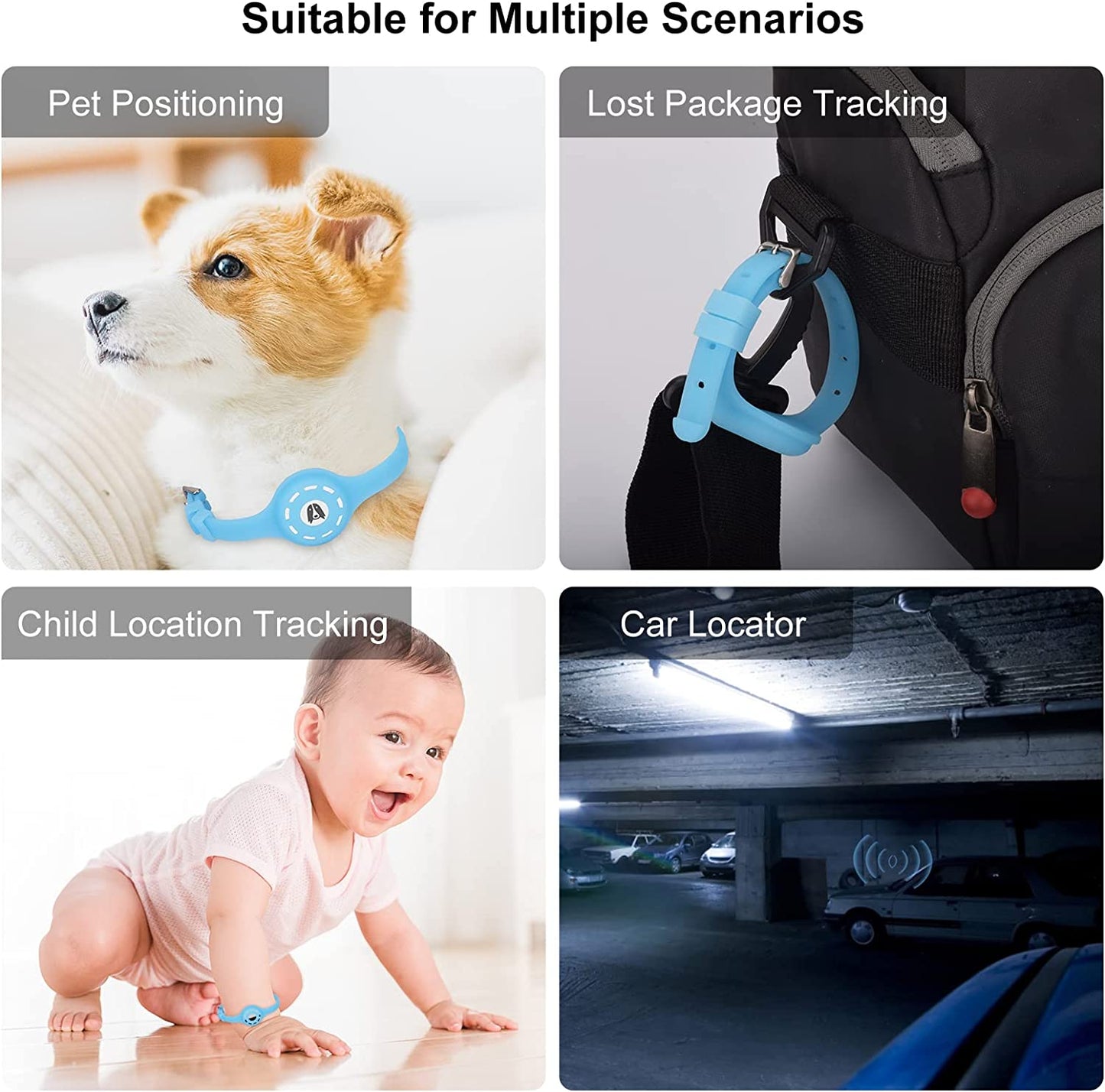 Airtag Cat Collar with Airtag Holder Case Integrated 2 Pack, Luminous Silicone Anti-Lost Apple Air Tag Dog Holder for Pet and 2 HD Protective Film Set Electronics > GPS Accessories > GPS Cases CNUORN