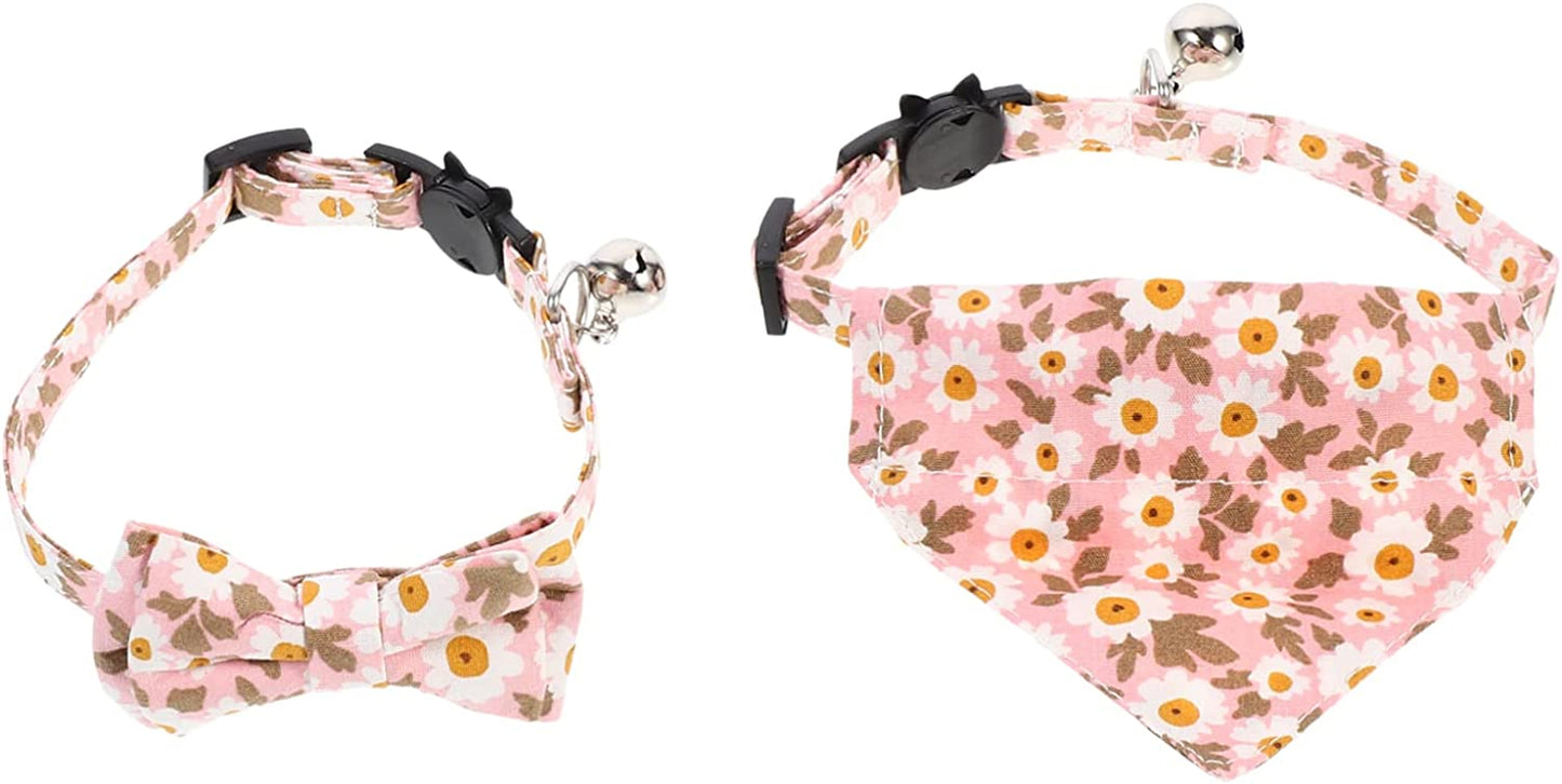 BCOATH 2Pcs Cat Collar Cotton Scarf Costume Necklace Ornament Ties Dog Bowtie Collar Wedding Pet Bowtie Decorative Pet Collar Cat Bow Tie Kitten Bow Tie Cat Bow Tie Collar Accessories Animals & Pet Supplies > Pet Supplies > Dog Supplies > Dog Apparel BCOATH Pink 29X8.5X0.1CM