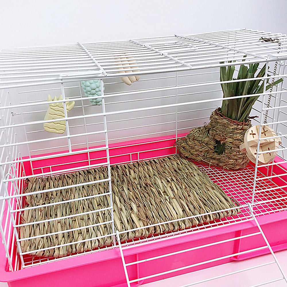 Hay Mat Animal Chewing Toy Bed Natural Woven Grass Mats Multifunctional Comfortable Safe Bunny Bedding Nest for Guinea Pig Parrot Rabbit Animals & Pet Supplies > Pet Supplies > Small Animal Supplies > Small Animal Bedding ONVEVER