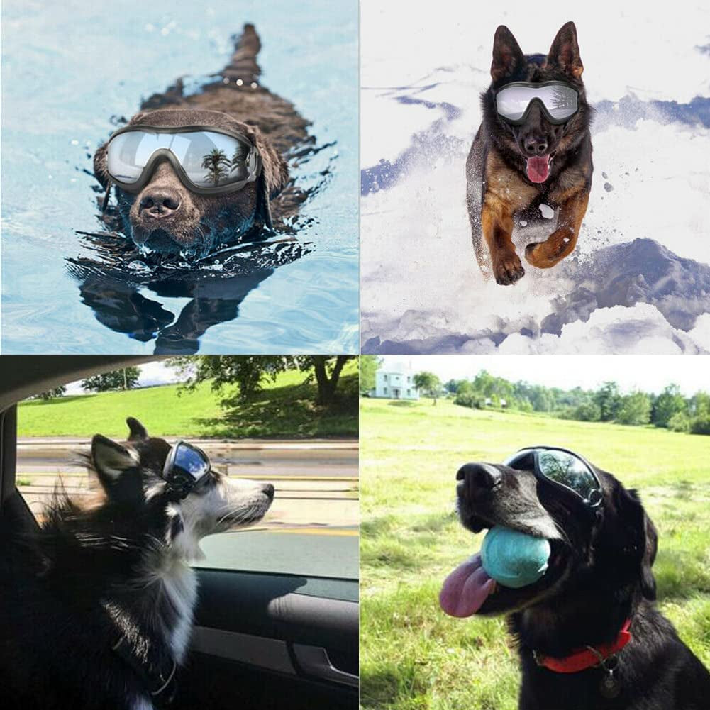 OUTGIK Dog Goggles UV Protection Sunglasses for Medium Large Dogs Windproof Outdoor Pet Glasses Adjustable Dog Sunglasses for Travel Skiing Animals & Pet Supplies > Pet Supplies > Dog Supplies > Dog Apparel OUTGIK