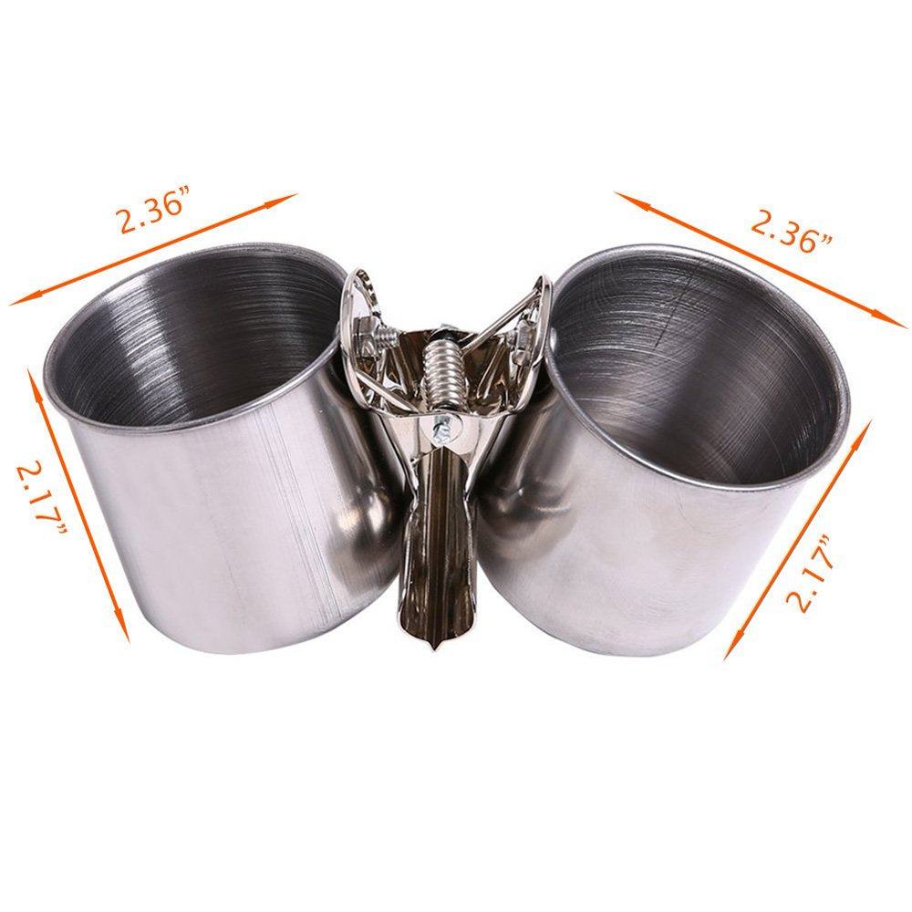 QBLEEV Bird Water Feeder Dishes Bird Bowl for Cage Coop Cups Parrot Food Hanging Pet Animal Stainless Steel Birdcage Bowls Feeding Perches Play Stand with Clamp Animals & Pet Supplies > Pet Supplies > Bird Supplies > Bird Cages & Stands QBLEEV