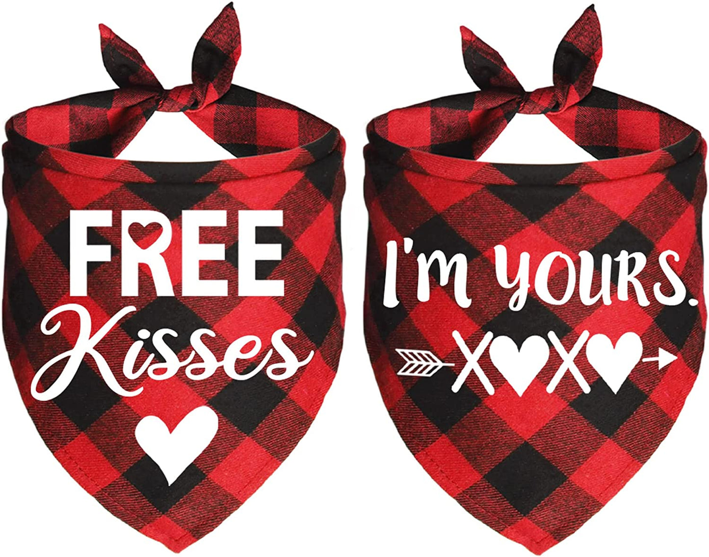JOTFA 2 Pack Valentine’S Day Dog Bandanas, Plaid Dog Puppy Valentines Bandana Scarf for Small Medium Large Dogs Pets (Red & Pink) Animals & Pet Supplies > Pet Supplies > Dog Supplies > Dog Apparel JOTFA Red