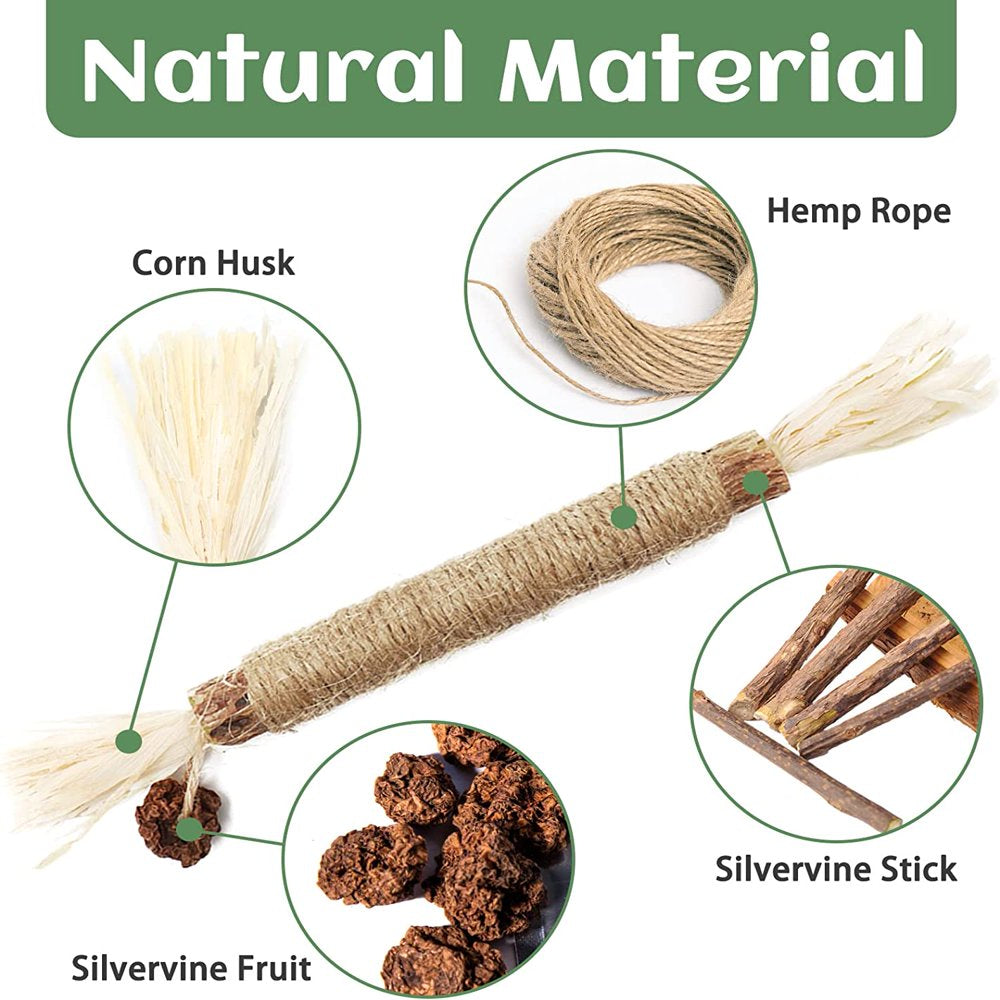 Carkira Catnip 4 Pieces Silver Vine Cat Chew Toys Cats Clean Teeth Chews for Stress Relief Animals & Pet Supplies > Pet Supplies > Cat Supplies > Cat Toys Carkira