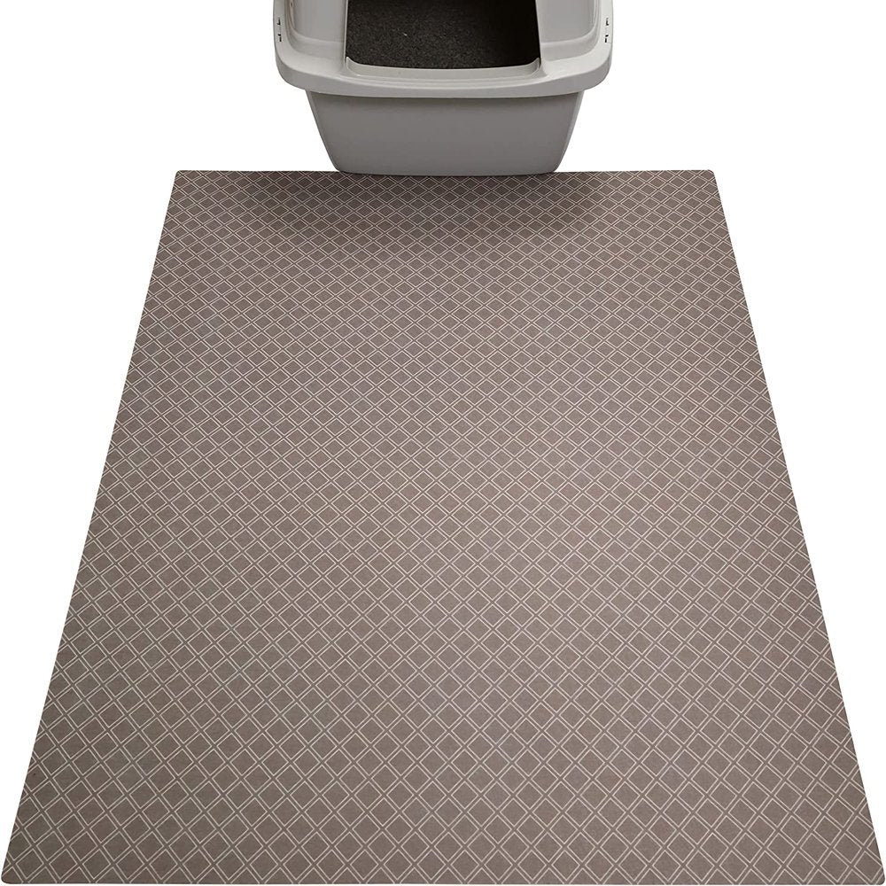 Drymate Original Cat Litter Mat, Contains Mess from Box for Cleaner Floors, Urine-Proof, Soft on Kitty Paws -Absorbent/Waterproof- Machine Washable, Durable (USA Made) Animals & Pet Supplies > Pet Supplies > Cat Supplies > Cat Litter Box Mats Drymate Extra Large (29" x 36") Taupe Diamond Squares 