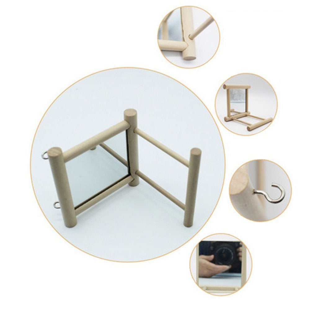 SANWOOD Funny Wooden Bird Toy Mirror Stand Platform Toys for Parrots Cockatiel Vogel Animals & Pet Supplies > Pet Supplies > Bird Supplies > Bird Toys Sanwood