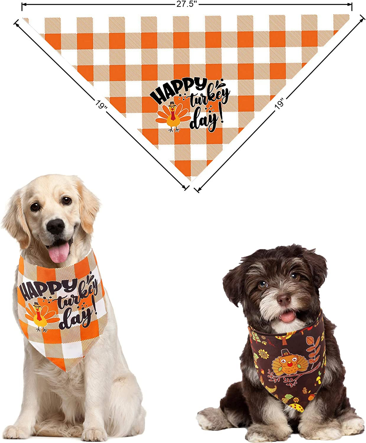 ADOGGYGO Thanksgiving Dog Bandana Fall Autumn Pet Bandana Reversible Triangle Bibs Scarf Accessories for Dogs Cats Pets (Yellow & Black) Animals & Pet Supplies > Pet Supplies > Dog Supplies > Dog Apparel ADOGGYGO
