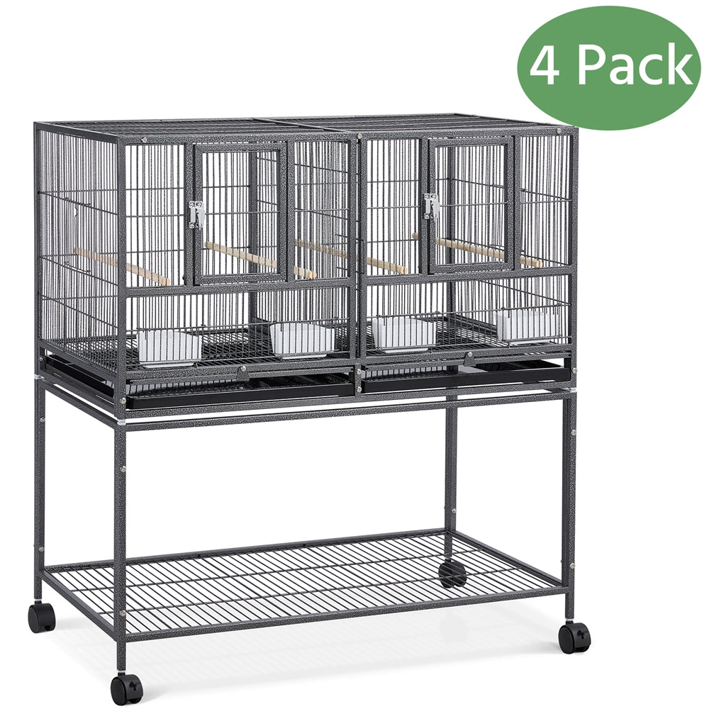 Topeakmart Stackable Metal Wide Bird Cage Divided Bird Breeder Cage with Rolling Stand Black Animals & Pet Supplies > Pet Supplies > Bird Supplies > Bird Cages & Stands Topeakmart 4